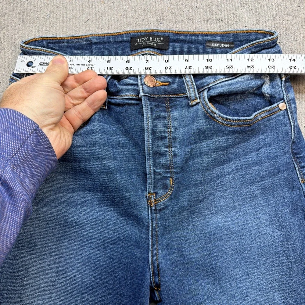 Judy Blue Dad Jeans Women‎ 7/28 High Rise Straight Leg Stretch Medium Wash